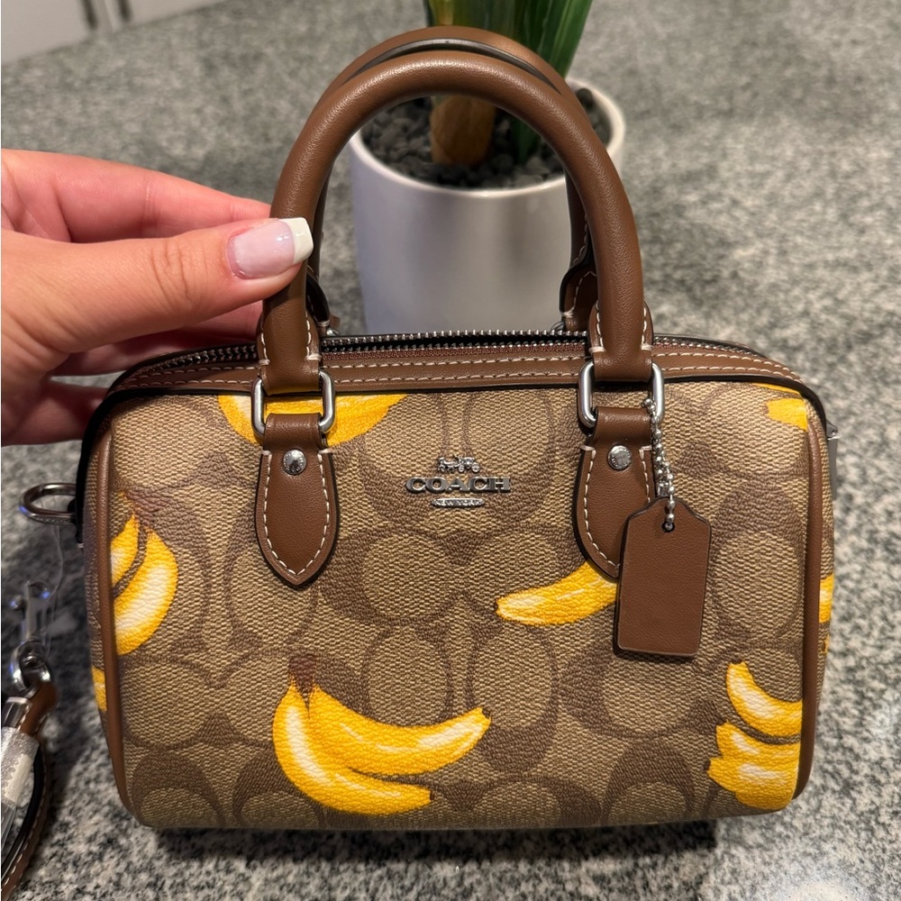 Coach Mini Rowan Crossbody In Signature Canvas With Banana Print